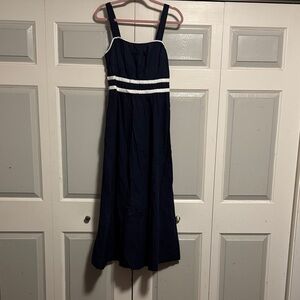 Loft Poplin Shirred Strappy Pocket Maxi Dress NWT size 6